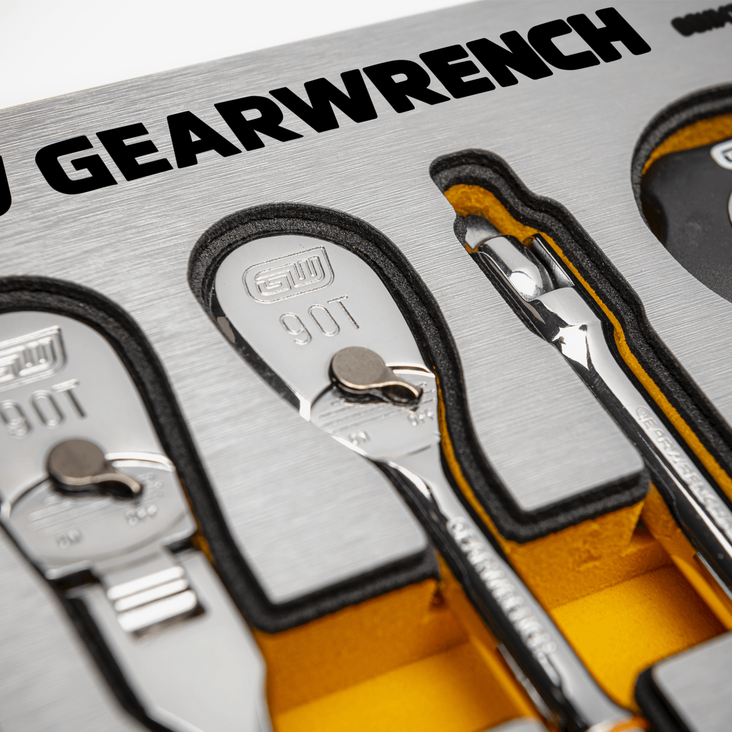 Close of image of GEARWRENCH MEGAMOD Silver 90T Ratchet Foam Tray