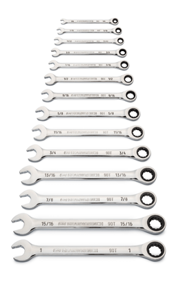 GEARWRENCH 90T ratcheting wrench set with white background