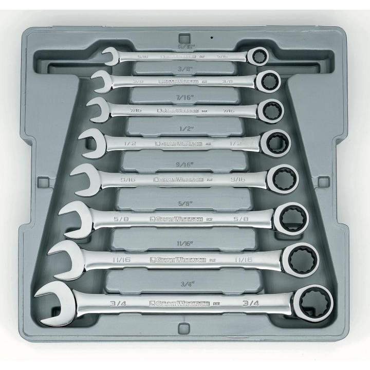 Image of 8 Pc. 12 Point SAE Combination Ratcheting Wrench Set  - GearWrench